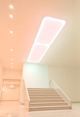 AI powered energy efficient lighting systems for buildings, low-poly, with white tones