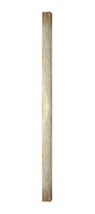 A vertical old medium length plank beam weathered. On isolated transparent background.
