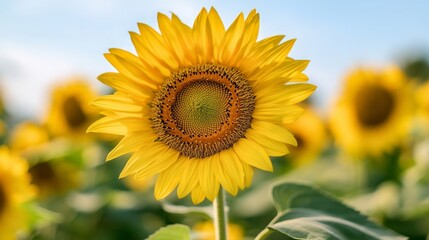 Fototapeta premium Vibrant Sunflower Field Summer Bloom Bright Yellow Flower