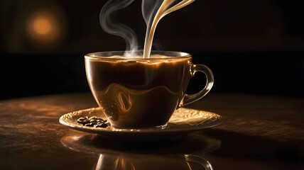 cup of coffee with beans, ai generated