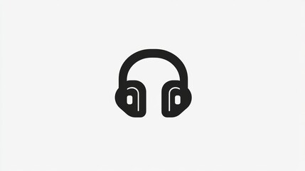 Simple black headphones icon on a white background, perfect for music, audio, and technology-related projects.