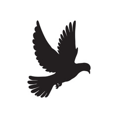  flying dove silhouette vector, Birds icon set, animal vector, Pigeon silhouette | vector silhouette illustration on white background, dove logo vector icon illustration, logo template