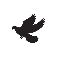  flying dove silhouette vector, Birds icon set, animal vector, Pigeon silhouette | vector silhouette illustration on white background, dove logo vector icon illustration, logo template