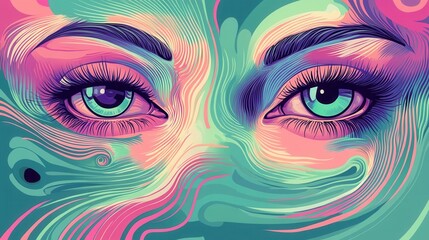 Colorful abstract eyes with flowing patterns