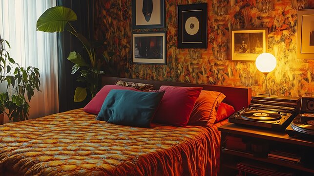 Retro Bedroom Interior Design: 70s Vibes, Warm Lighting, and Vintage Decor