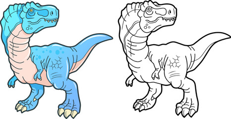 Obraz premium prehistoric dinosaur tyrannosaurus, contour illustration coloring book