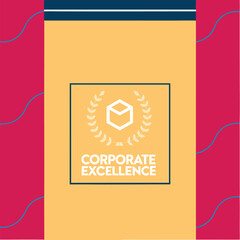 Corporate Excellence Logo Vector - Minimalist Laurel Wreath, Geometric Icon, Clean Sans-Serif Text