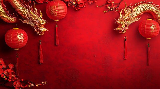 Golden Dragons & Red Lanterns: A Festive Chinese New Year Design