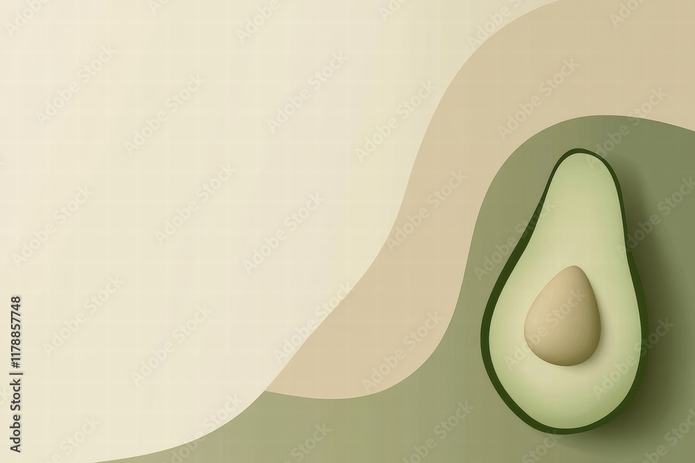 Aufkleber unique avocado shape with visible seed on a soft abstract background for creative mock up use and de