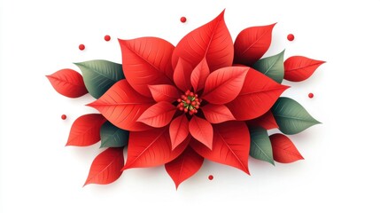 Vibrant Red Poinsettia Flower Arrangement on White Background