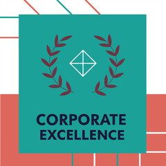 Corporate Excellence Logo Vector - Minimalist Laurel Wreath, Geometric Icon, Clean Sans-Serif Text