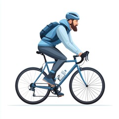 Obraz premium Man on a bicycle, cycling on the road, enjoying the ride. Active lifestyle, outdoor sports and adventure.