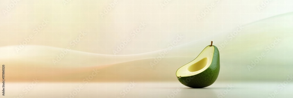Aufkleber fresh avocado with visible seed on soft pastel background creating inviting space for text or design