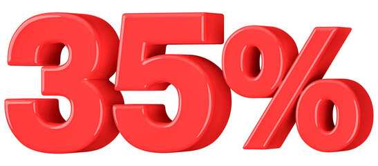 35 Percent Off Sale Number Red 3D illustration