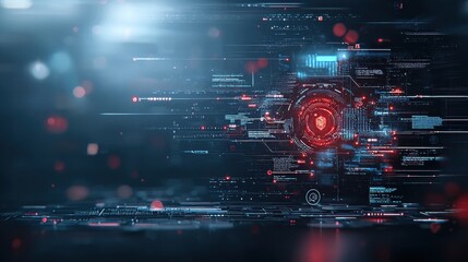 Digital storm visualization chaotic red streams depicting data overload in a futuristic environment with gigapixel clarity