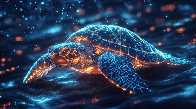 Luminous Sea Turtle: A Digital Masterpiece