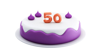 birthday cake concept. Celebratory cake with a "50" decoration for a milestone birthday.