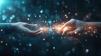 Digital transformation in action a visual representation of human connection technology and innovation amidst a sparkling universe