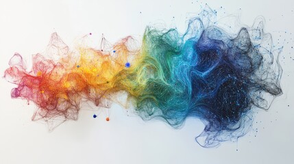 Fototapeta premium Conceptual Visualization of Big Data Network in Colorful Flowing Patterns Representing Connections and Insights
