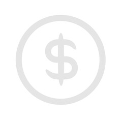 White  USD currency symbol on transparent background file format png	
