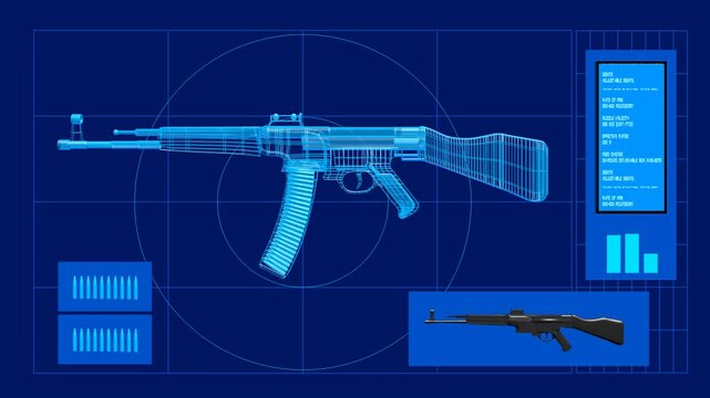 Waffenbau - ein Gewehr am Monitor