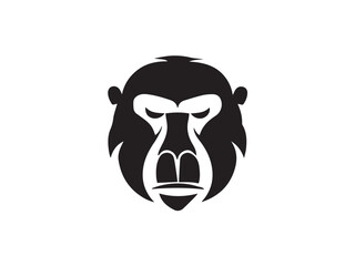 Baboon silhouette. Black Baboon silhouette isolated on white background. Baboon head black silhouette. Baboon head icon vector illustration.