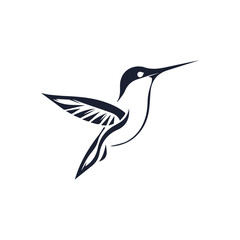 Obraz premium Creative Minimalist Leaf Hummingbird Logo Design Silhouette Vector Illustration
