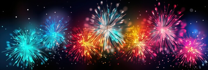 Fototapeta premium Vibrant Abstract Background Featuring Colorful Fireworks for Celebratory and Festive Themes in a Dynamic Design