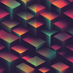 Obraz premium A vibrant 3D geometric pattern with colorful gradients, perfect for modern digital art and backgrounds.