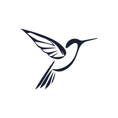 Obraz premium Creative Minimalist Leaf Hummingbird Logo Design Silhouette Vector Illustration