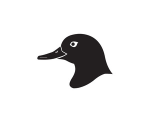 Black duck head silhouette. Black duck silhouette isolated on white background. Duck head icon vector illustration.