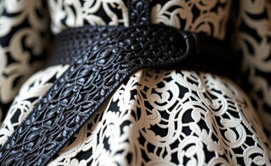 Fototapeta premium A close-up of an intricate and delicate floral design, possibly crafted from sugar or clay, showcasing intricate details and a luxurious aesthetic.