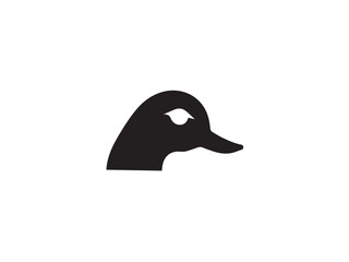 Black duck head silhouette. Black duck silhouette isolated on white background. Duck head icon vector illustration.