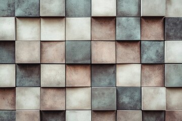Fototapeta premium A modern abstract geometric pattern featuring 3D cubes in neutral tones, perfect for backgrounds and design projects.