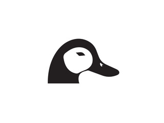 Black duck head silhouette. Black duck silhouette isolated on white background. Duck head icon vector illustration.