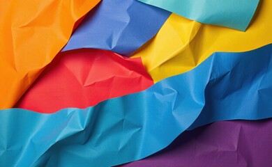 Fototapeta premium A vibrant and geometric abstract composition created with colorful paper shapes, forming a mesmerizing pattern of overlapping circles and curves.