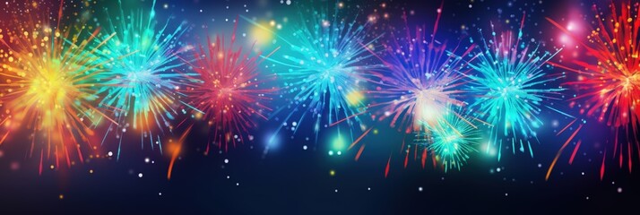 Fototapeta premium Colorful Abstract Background with Fireworks Celebrating New Year and Creating Vibrant Atmosphere for Festive Events and Celebrations