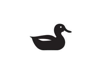Duck silhouette. Vector illustration of duck silhouette. Vector black silhouette of a duck isolated on a white background.	