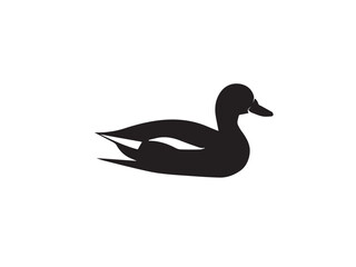 Duck silhouette. Vector illustration of duck silhouette. Vector black silhouette of a duck isolated on a white background.	