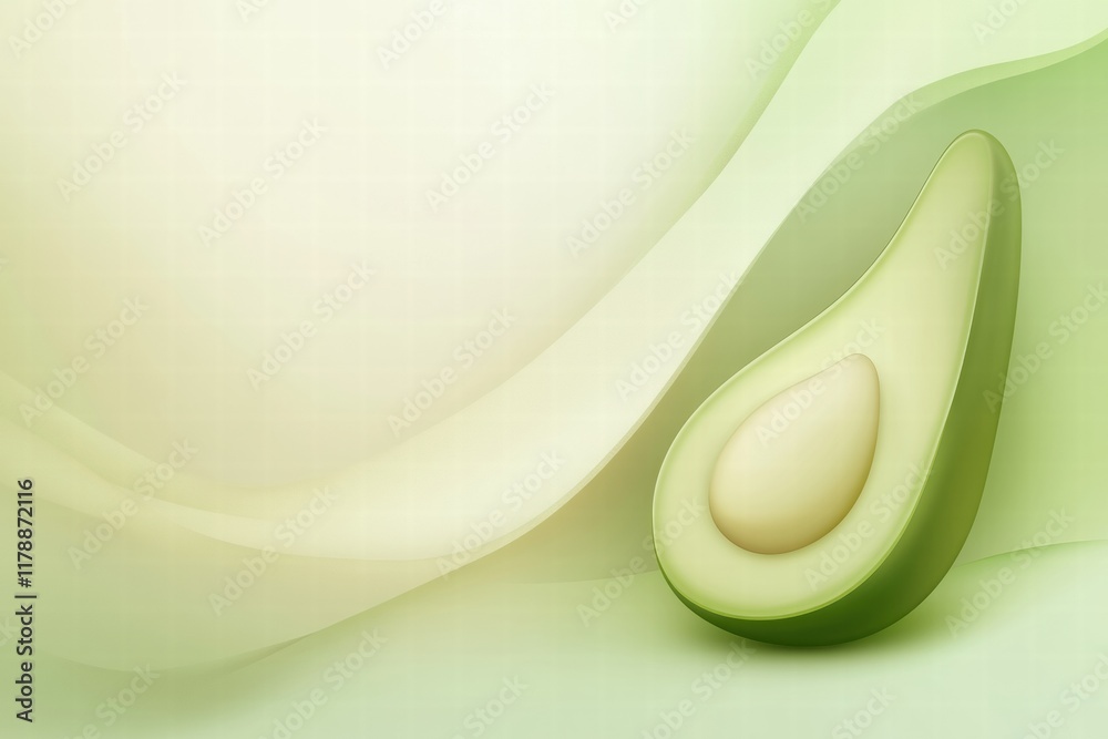 Poster creative mockup of a simple avocado shape with visible seed and ample copy space for branding or tex