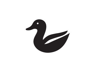 Duck silhouette. Vector illustration of duck silhouette. Vector black silhouette of a duck isolated on a white background.	