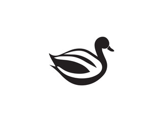 Duck silhouette. Vector illustration of duck silhouette. Vector black silhouette of a duck isolated on a white background.	