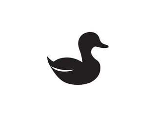 Duck silhouette. Vector illustration of duck silhouette. Vector black silhouette of a duck isolated on a white background.	