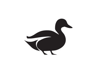 Duck silhouette. Vector illustration of duck silhouette. Vector black silhouette of a duck isolated on a white background.	