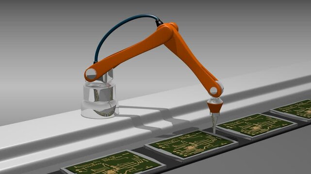 Industrieroboter stellt Platinen her