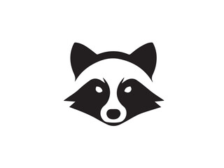 Black racoon silhouette isolated on white background. Raccoon face black silhouette. Racoon head icon vector illustration. © Shabeer