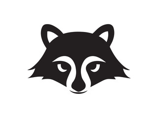 Fototapeta premium Black racoon silhouette isolated on white background. Raccoon face black silhouette. Racoon head icon vector illustration.