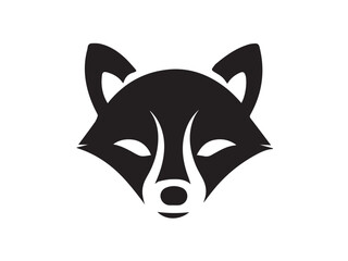 Black racoon silhouette isolated on white background. Raccoon face black silhouette. Racoon head icon vector illustration.