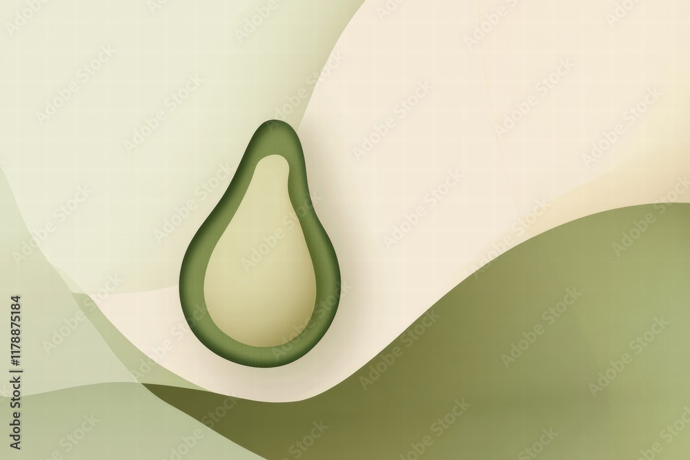 Poster avocado shape with visible seed showcasing mock up design and ample copy space for creative text lay