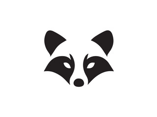 Black racoon silhouette isolated on white background. Raccoon face black silhouette. Racoon head icon vector illustration.